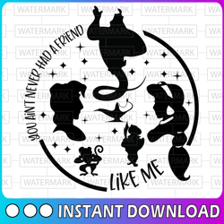 Round Aladdin You aint never had a friend like me svg, png, dxf, Cartoon svg, Disney svg, png, dxf, cricut
