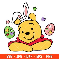 Easter Winnie the Pooh Svg, Easter Bunny Svg, Happy Easter Svg, Disney Svg, Cricut, Silhouette Vector Cut File