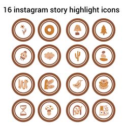 16 boho instagram story icons. Aesthetic highlight instagram. Instagram highlight icons in a circle  Digital download