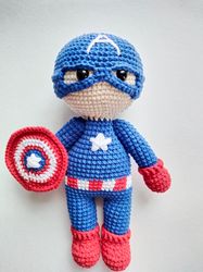 Crochet Toy amigurumi Superhero Captain America Toy handmade soft toy baby gift