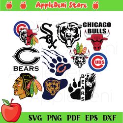 Chicago Sports Bundle Svg, Sport Svg, Chicago Sports Clipart Svg