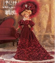 crochet pattern pdf-fashion doll barbie- jeweled dinner gown -edwardian crochet pattern -gown vintage pattern