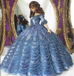 crochet pattern PDF-Victorian Fashion -mid-19th century Jeweled Costume- doll Barbie gown crochet vintage pattern
