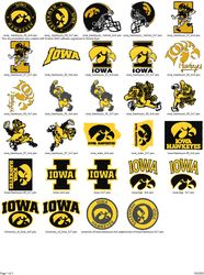 Collection COLLEGE SPORTS IOWA HAWKEYES  LOGO'S Embroidery Machine Designs