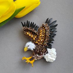 Bird brooch, eagle brooch jewelry, handmade beaded brooch, gift for girlfriend, statement brooch pin