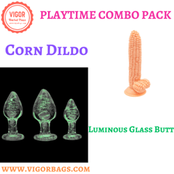 Luminous Glass Butt Plug Anal Plug Anal Dilators & Corn Dildo with great grip to hold Combo