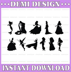 Princess Silhouettes, Instant Download, Clipart, Elements, png - INSTANT DOWNLOAD