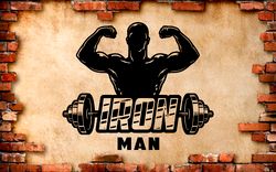 Iron Man Sticker Bodybuilder Gym Workout Fitness Crossfit Coach Sport Muscles Wall Sticker Vinyl Decal Mural Art Decor