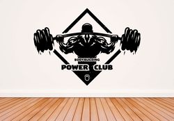 Bodybuilding Power Club Gym Workout Fitness Crossfit Coach Sport Muscles Wall Sticker Vinyl Decal Mural Art Decor