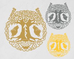Scandinavian Mythology, Wolf And Raven Of Odin, Gary And Freki, Hugin And Munin Wall Sticker Vinyl Decal Mural Art Decor