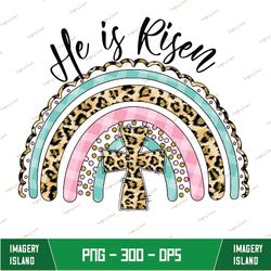 He is Risen Jesus Easter Rainbow Clipart
