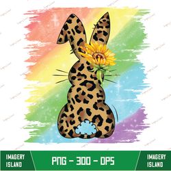 Easter Day Leopard Bunny Sunflower Png