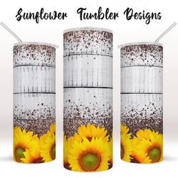 Sunflower Tumbler Sublimation designs, Skinny Tumbler 20oz wrap, PNG, instant digital download