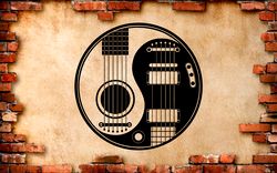 Guitar And Electric Guitar Sticker, Yin And Yang, Music, Wall Sticker Vinyl Decal Mural Art Decor