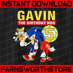 Sonic Birthday Svg sonic tails knuckles party theme Svg, Personalized Name and Age Svg,