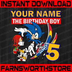 Sonic and Friends Birthday Digital Design, Personalize Birthday Gift Png, Sonic The Hedgehog Game Sublimation PNG,