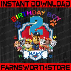 Paw Patrol Chase Birthday Png, Paw Patrol Birthday Png Family Custom Age and Name Birthday Custom Gift Raglan Kids Famil