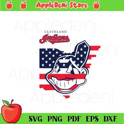 Cleveland Indians American Flag Svg, Sport Svg, Baseball Svg, Cleveland Indians Baseball