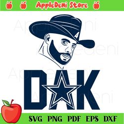 Dak Wearing Cowboy Hat Dallas Cowboys Star Svg, Sport Svg, Dallas Cowboys Svg, Football