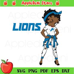 Detroit Lions Betty Boop Girl Svg, Sport Svg, Lions Girl Svg, American football team, Football Svg