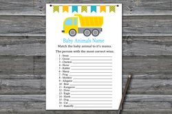 construction baby animals name game card,construction baby shower games printable,fun baby shower activity--376