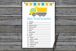 Construction Baby word scramble game card,Construction Baby shower games printable,Fun Baby Shower Activity--376