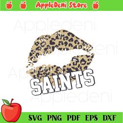 Leopard Pattern Lips New Orleans Saints Svg, Sport Svg, New Orleans Saints Lips Svg