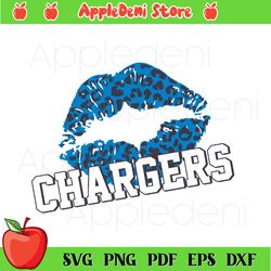 Leopard Pattern Lips Los Angeles Chargers Svg, Sport Svg, Los Angeles Chargers Lips
