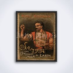 Samson The Strongest Man on Earth Victorian circus poster printable art print Digital Download