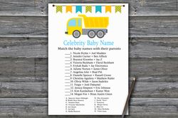 Construction Celebrity baby name game card,Construction Baby shower games printable,Fun Baby Shower Activity--376