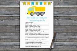 Construction How well do you know baby shower game card,Construction Baby shower games printable,Baby Shower Activity376