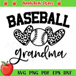 Baseball Grandma Svg, Sport Svg, Leopard Heart Svg