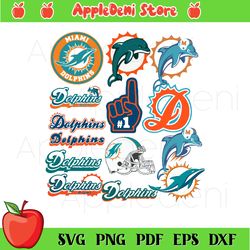14 Files Of Miami Dolphins Logo Bundle Svg, Sport Svg