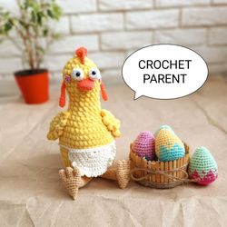 Crochet pattern Easter chicken, amigurumi Easter chicken, Easter crochet pattern