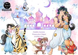 Aladdin Princess watercolor clip art, Princess PNG download, Princess download PNG. princess Baby digital image