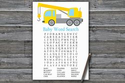 construction baby shower word search game card,crane baby shower games printable,fun baby shower activity--374