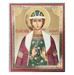 saint prince fyodor of murom | lithography print on wood | size: 2,5" x 3,5"