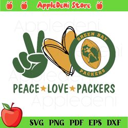 Peace Love Peace Green Bay Packers Football Team NFL Svg, Sport Svg