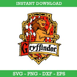 Gryffindor Crest Emblem Svg, Harry Potter House Crest Svg, School Of Magic House Crest Svg, Instant Download
