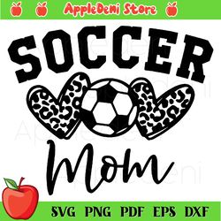 Soccer Love Mom Svg, Leopard Heart Svg, Leopard Print Svg, Sport Svg