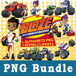 Blaze and the Monster Machines Png, Blaze and the Monster Machines Bundle Png, cliparts, Printable, Cartoon Characters