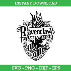 Ravenclaw House Crest Emblem Outline Svg, Harry Potter House Crest Svg, School Of Magic House Crest Svg