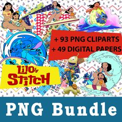 Lilo and Stitch Disney Png, Lilo and Stitch Disney Bundle Png, cliparts, Printable, Cartoon Characters