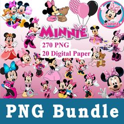 Minnie Mouse Png, Minnie Mouse Bundle Png, cliparts, Printable, Cartoon Characters