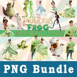 Princess and the Frog Png, Princess and the Frog Bundle Png, cliparts, Printable, Cartoon Characters