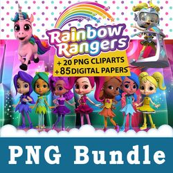Rainbow Rangers Png, Rainbow Rangers Bundle Png, cliparts, Printable, Cartoon Characters