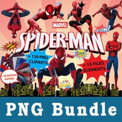 Spiderman Png, Spiderman Bundle Png, cliparts, Printable, Cartoon Characters