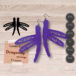Earrings, summer Laser Cut Files, dragonfly dangle jewerly