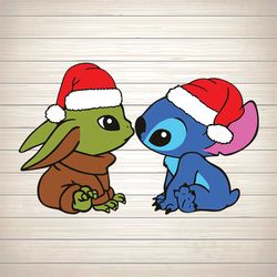 Baby Yoda and Stitch christmas svg,