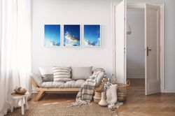 Clouds Prints Set of 3 Wall Art  - digital file that you will download